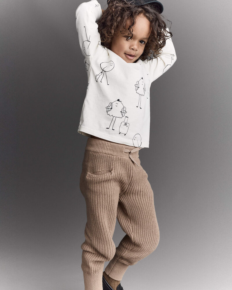Toddler Sweater Jogger Pant - Tan, image 1 of 7 slides