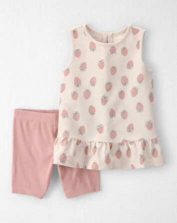 Girls 2-Piece Top & Short Set Made with Organic Cotton in Strawberry Print, 