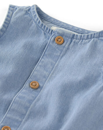 Baby Organic Cotton Chambray Romper , 