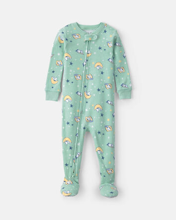Baby Peanuts Snoopy 100% Cotton Snug Fit 1-Piece Pajama - Green, 
