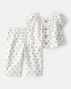Baby Girl 2-Piece Polka Dot Short-Sleeve Tee & Pant Set - White, image 1 of 3 slides