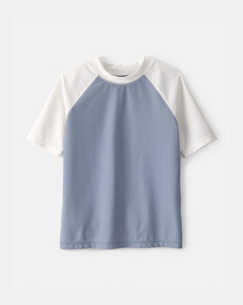 Boys Colorblock Short-Sleeve Rashguard - Blue/Ivory, 