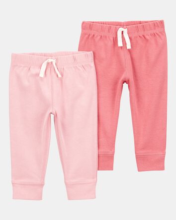Baby Girl 2-Pack Pull-On Pants - Pink, 