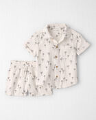 Toddler Boy 2-Piece Organic Cotton Gauze Top & Short Set in Palm Trees, image 1 of 7 slides