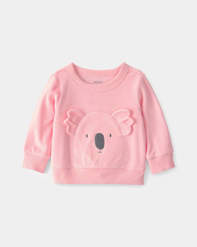 Baby Girl 2-Piece Koala Terry Pullover Sweatshirt & Pant Set - Pink, image 2 of 7 slides