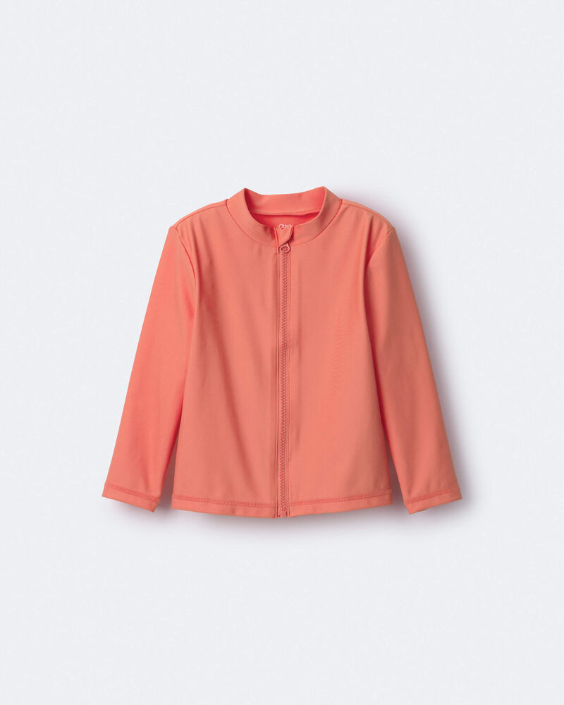 Toddler Full-Zip Long-Sleeve Rashguard - Orange, image 2 of 6 slides