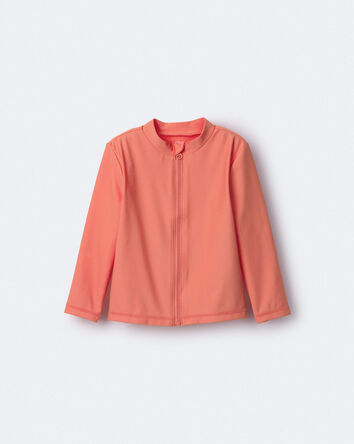 Toddler Full-Zip Long-Sleeve Rashguard - Orange, 