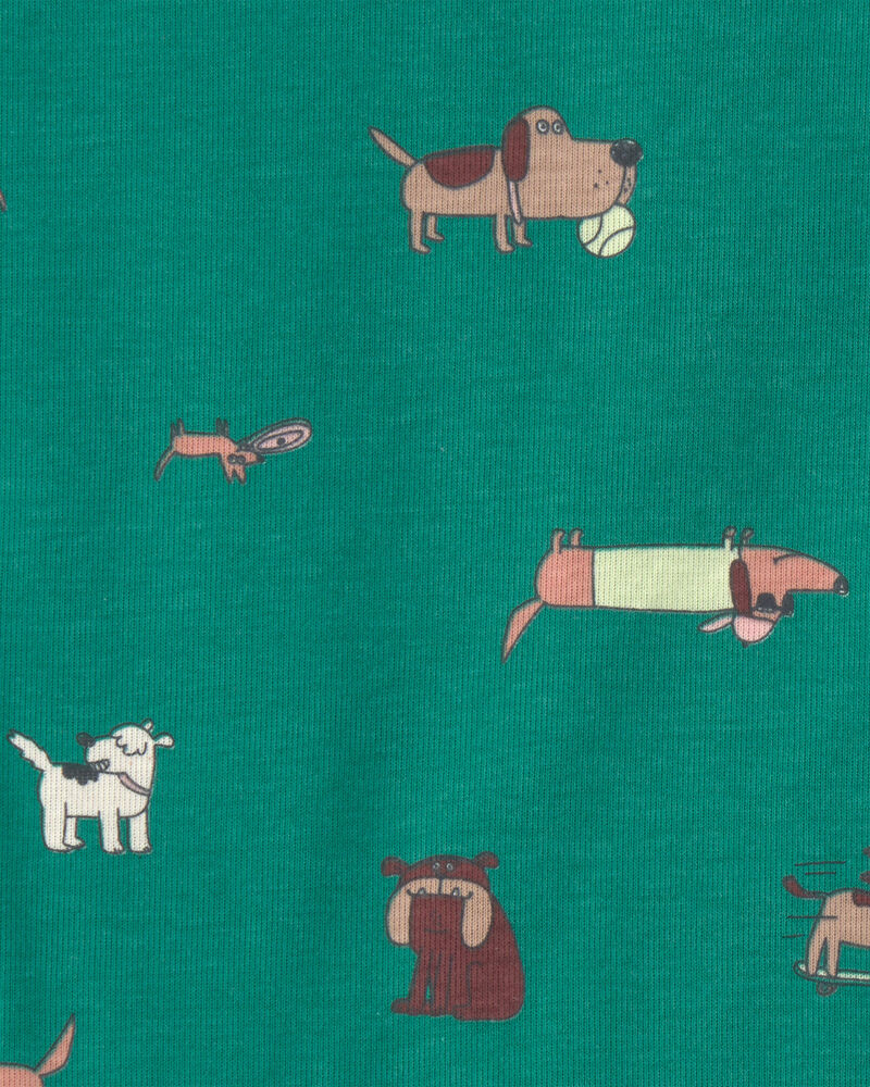 Baby Boy Skateboard Dog Cotton Short-Sleeve Snug Fit 4-Piece Pajama Set - Green, image 4 of 5 slides