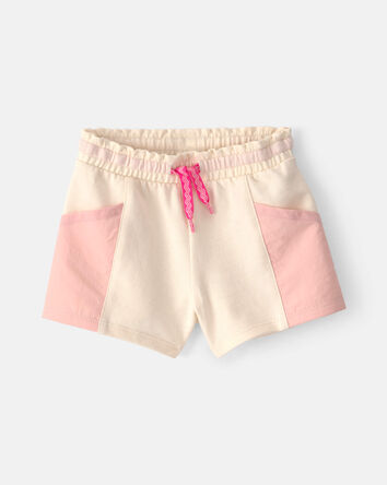 Baby Girl French Terry Shorts - Pink/Ivory, 
