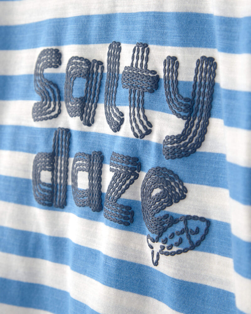 Baby Boy 'Salty Daze' Striped Graphic Tee - Blue/Ivory, image 2 of 4 slides