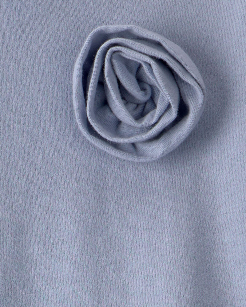 Toddler Girl Rose Applique Long-Sleeve Peplum Top - Blue, image 3 of 4 slides