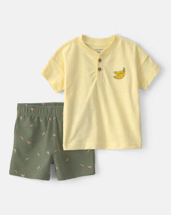 Baby Boy 2-Piece Banana Top & Short Set - Yellow/Green, 