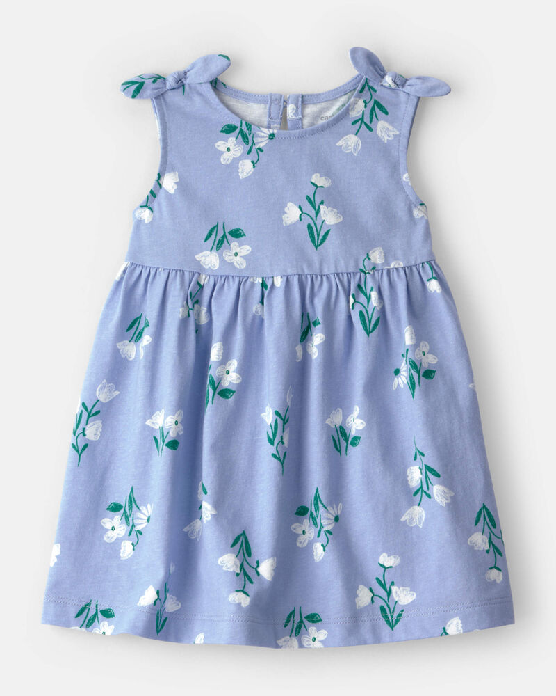 Baby Girl Sleeveless Floral Dress - Blue, image 1 of 6 slides