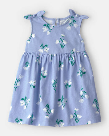 Baby Girl Sleeveless Floral Dress - Blue, 