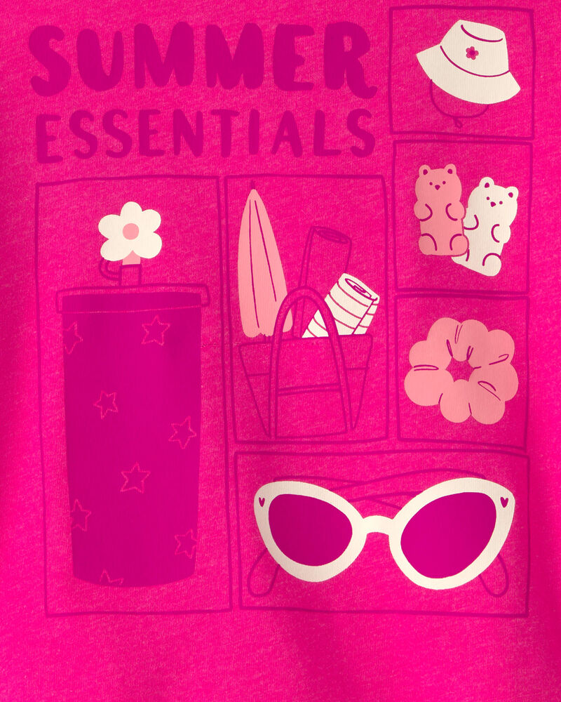 Baby Girl 'My Bag's All Packed' Summer Graphic Tee - Pink, image 4 of 5 slides