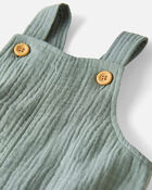 Baby Organic Cotton Gauze Shortalls in Green, image 3 of 5 slides