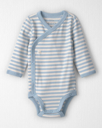 Baby Organic Cotton Wrap Bodysuit in Stripes, 