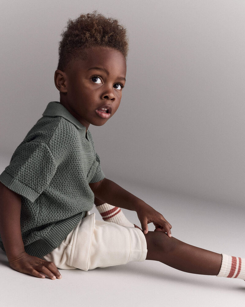 Toddler Boy Knit Polo with Pocket - Olive, image 5 of 6 slides