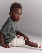 Toddler Boy Knit Polo with Pocket - Olive, image 5 of 6 slides