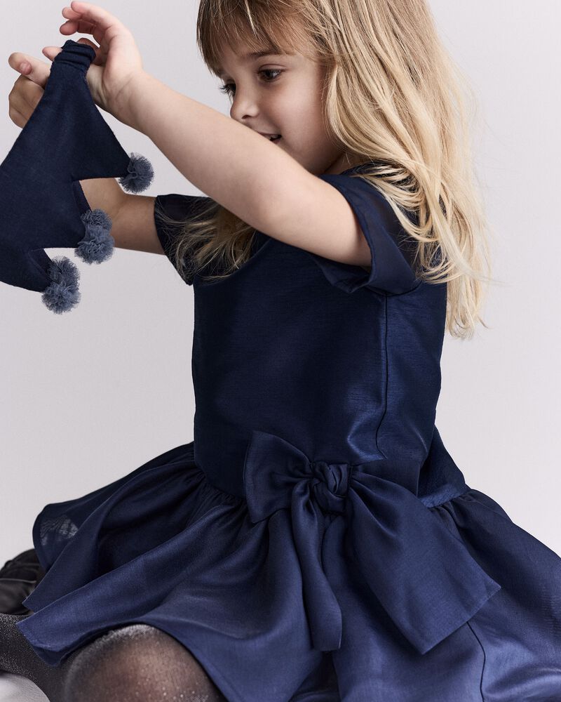 Toddler Girl Drop Waist Short-Sleeve Dress - Navy, image 5 of 6 slides