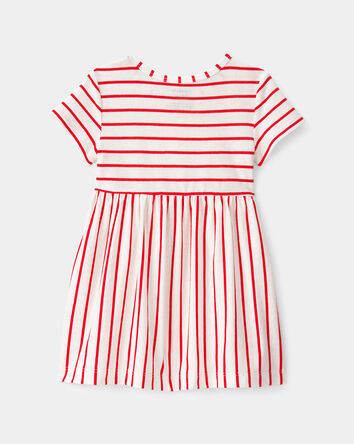 Baby Girl Striped Short-Sleeve Dress - Red/Ivory, 