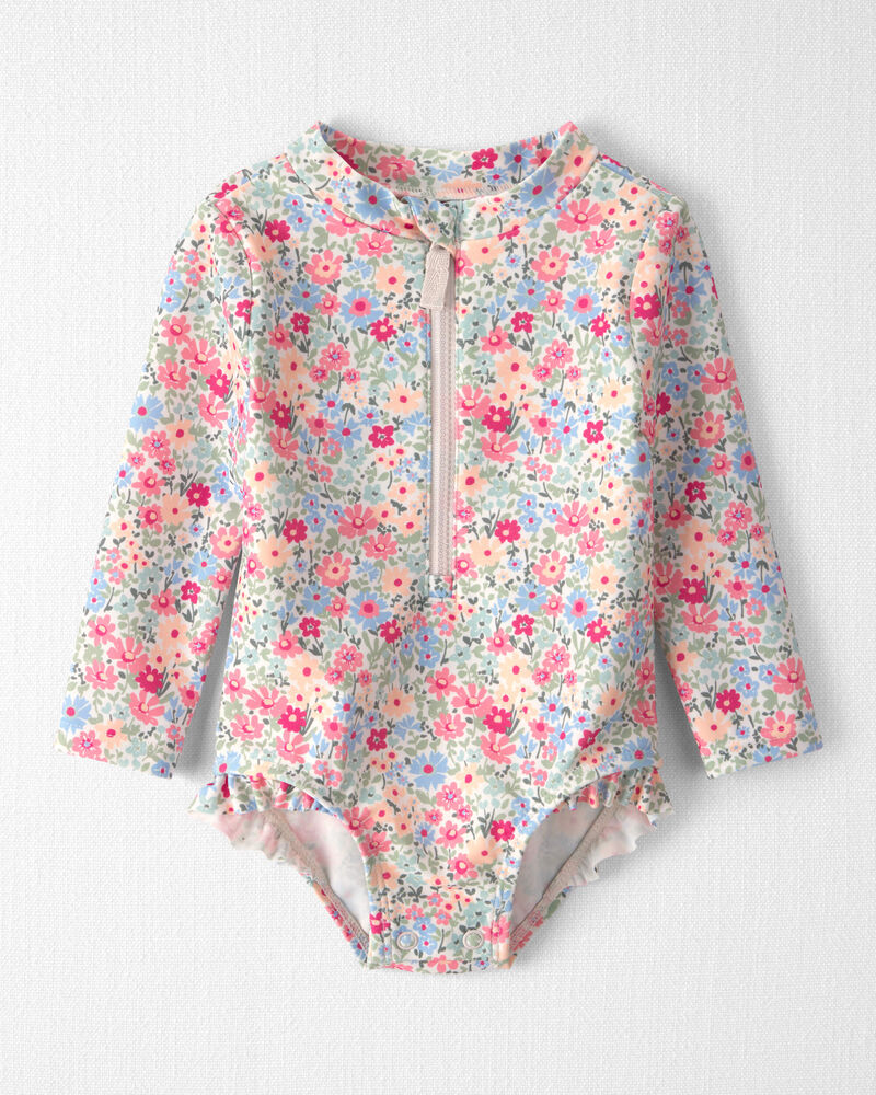 Baby Girl Recycled Rashguard Swimsuit in Meadow Mix, image 1 of 5 slides