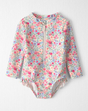 Baby Girl Recycled Rashguard Swimsuit in Meadow Mix, 