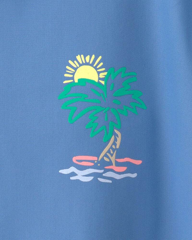 Toddler Boy 2-Piece Palm Tree Rashguard & Swim Trunk Set - Blue, image 5 of 9 slides