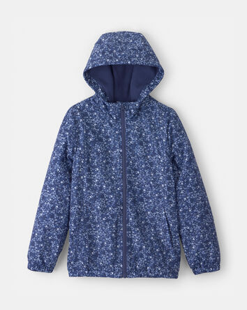 Girls Floral Midweight Jacket - Blue, 
