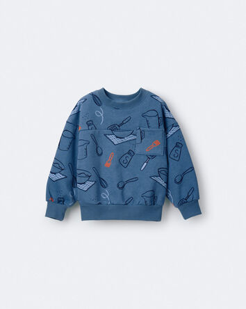 Toddler Baking Wide-Arm Pocket Sweatshirt - Blue, 