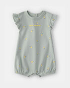 Baby Girl 'Main Squeeze' Lemon Short-Sleeve Romper - Green, image 1 of 4 slides
