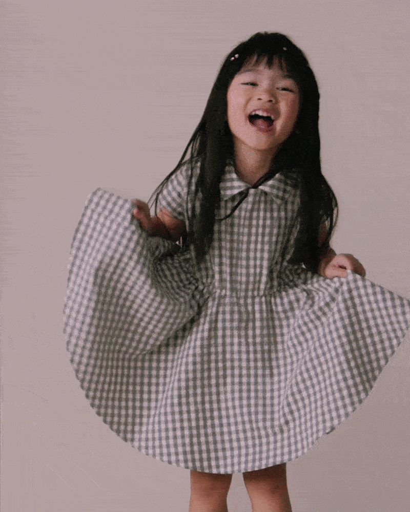Toddler Girl Avenue Twirl&trade; Scalloped Dress in Gingham - Grey, image 1 of 6 slides