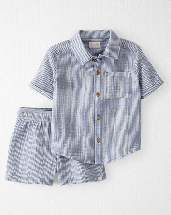 Toddler Boy 2-Piece Organic Cotton Gauze Top & Short Set, 