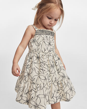 Toddler Girl Floral Sleeveless Dress - Black/Ivory, 