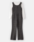 Girls 2-Piece Plaid Long-Sleeve Jumpsuit , image 2 of 6 slides