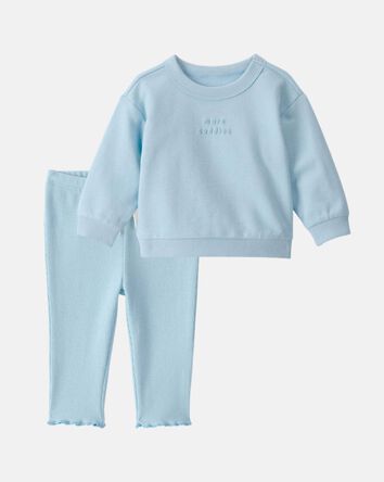 Baby Girl 2-Piece French Terry Pullover & Pant Set - Blue, 