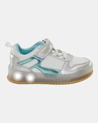 Toddler Light Up Metallic Sneakers - Silver/Aqua, image 2 of 8 slides
