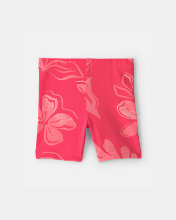 Toddler Girl Floral Bike Shorts - Coral, 
