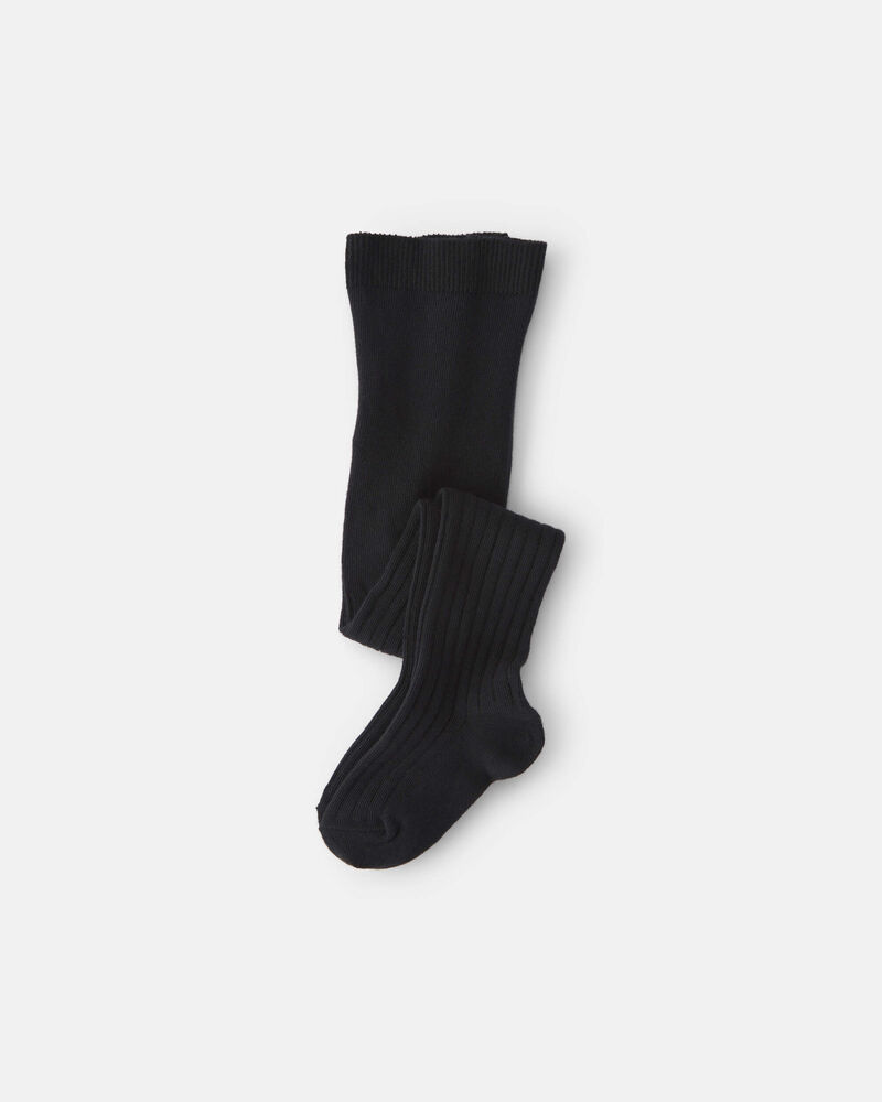 Toddler Girl Ribbed Tights - Black, image 1 of 2 slides