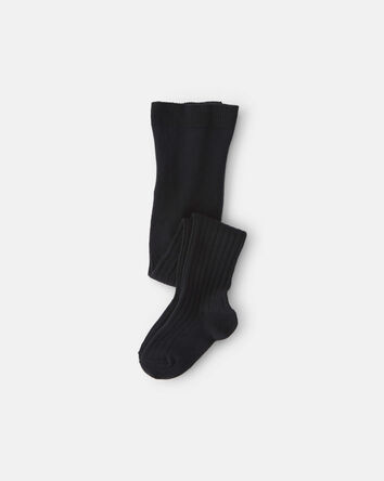 Toddler Girl Ribbed Tights - Black, 