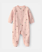 Baby Girl Western 100% Cotton 2-Way Zip Sleep & Play Pajamas - Pink, image 1 of 4 slides