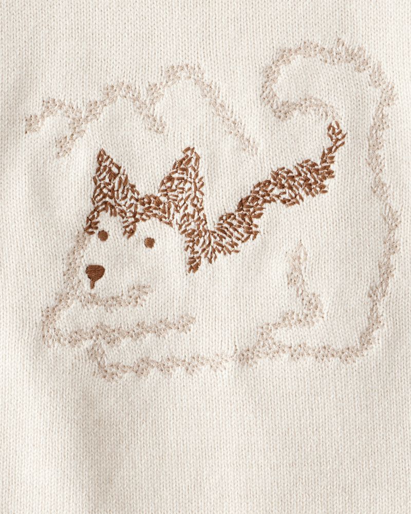 Baby Boy 2-Piece Dog Sweater & Pant Set - Cream, image 4 of 7 slides