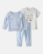 Baby Boy 3-Piece Elephant Terry Layering Set - Blue, image 1 of 10 slides
