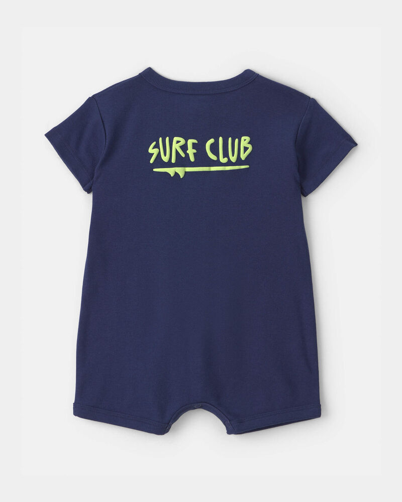 Baby Boy 'Surf Club' Short-Sleeve Romper - Navy Blue, image 2 of 6 slides