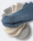 Toddler 3-Pack No-Slip Ankle Socks - Blue/Grey/Cream, image 2 of 3 slides