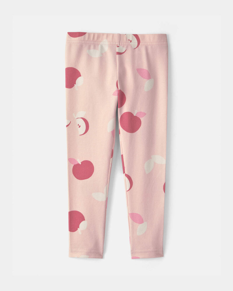 Toddler Girl Apple Pull-On Stretch Leggings - Pink, image 2 of 4 slides