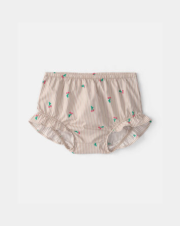 Baby Girl 3-Piece Cherry Striped Outfit Set - Beige/White, 