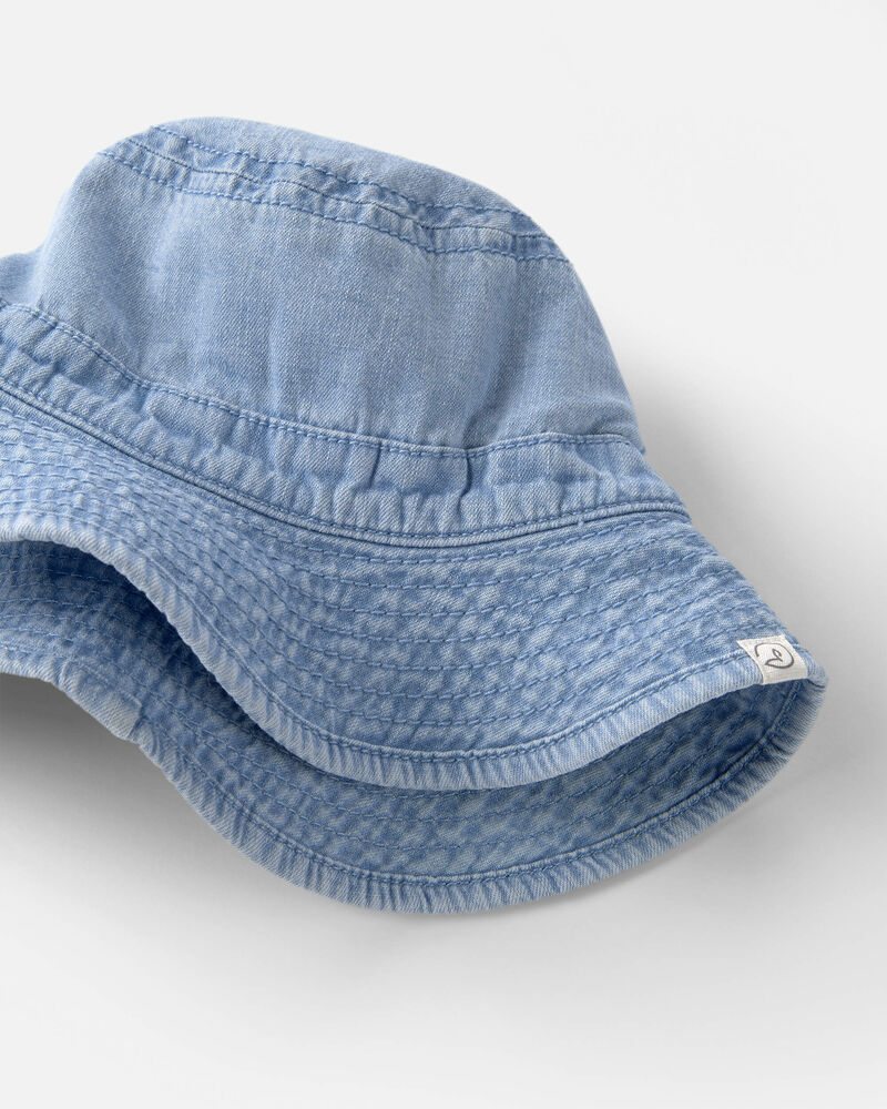 Kids Organic Cotton Chambray Bucket Hat, image 2 of 3 slides