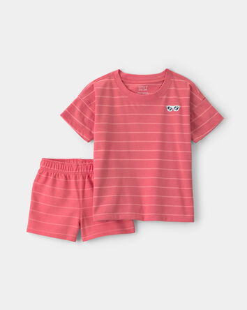 Baby Boy 2-Piece Stripe Short-Sleeve Top & Short Set - Coral, 