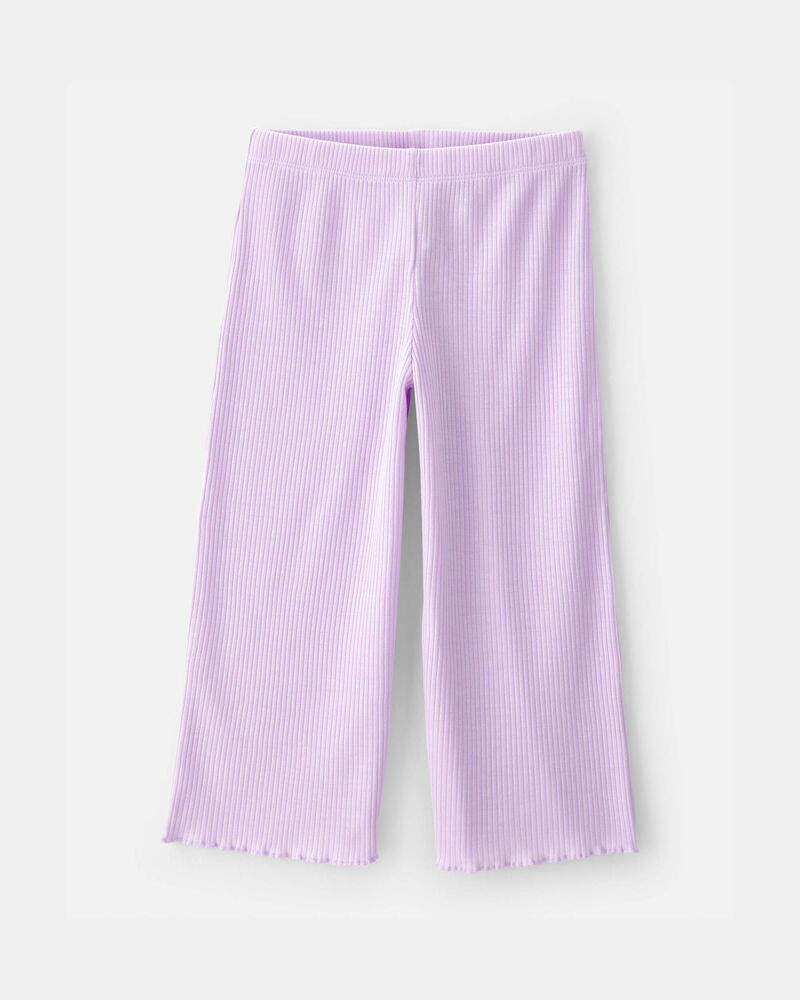 Toddler Girl Moon Rib Loose Fit 2-Piece Pajama Set - Purple, image 3 of 5 slides